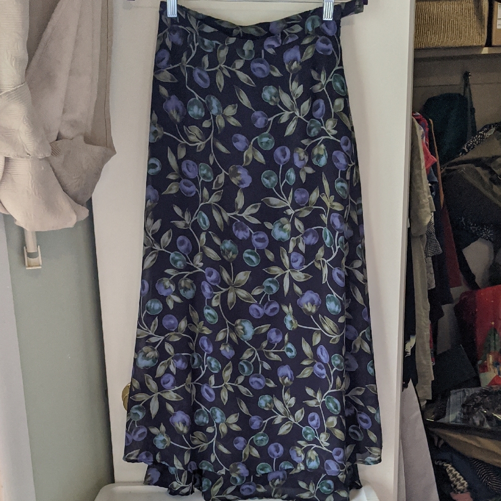 SD Collection Green and Blue A-Line Maxi Skirt Casual Resort Wear